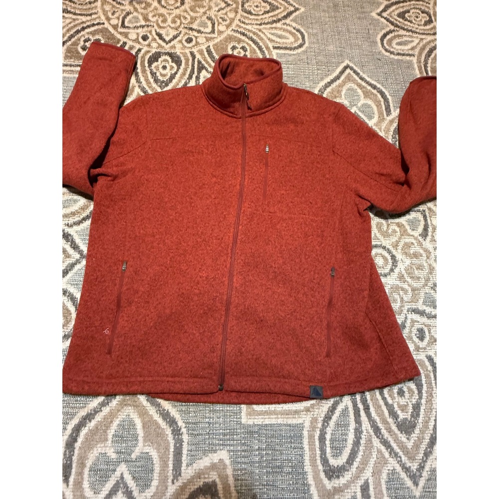 LL Bean Mens Sweater Fleece Jacket XL Red Full Zip Sweater Knit 291673